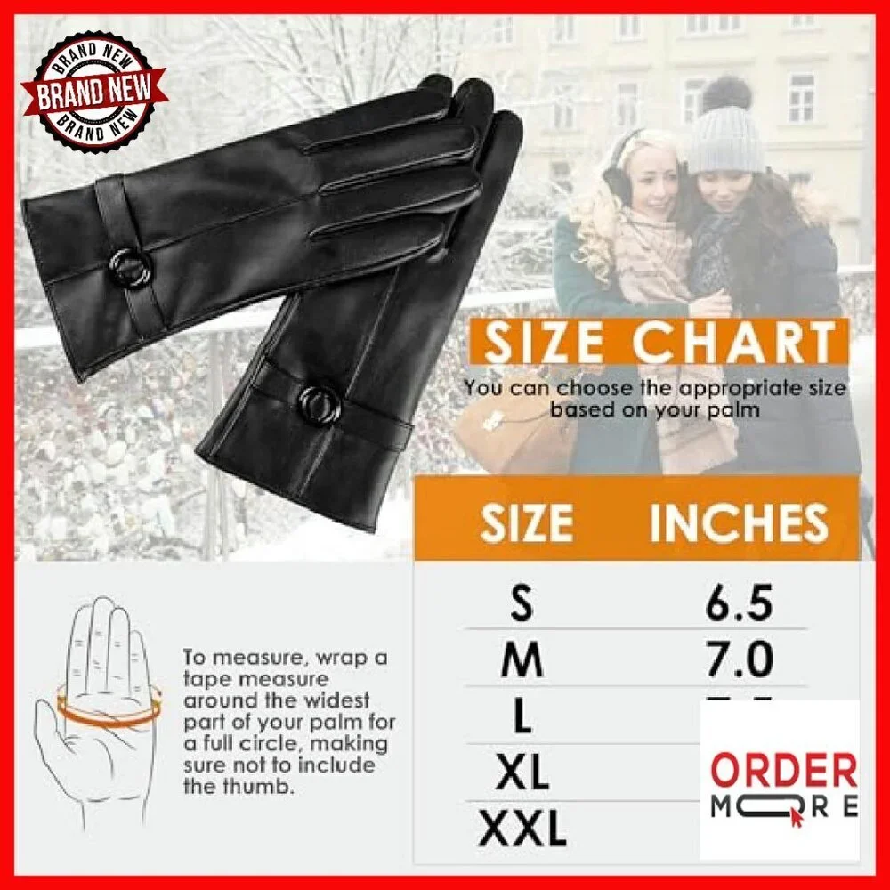 Womens Winter Leather Gloves Touchscreen Texting Warm Driving Lambskin